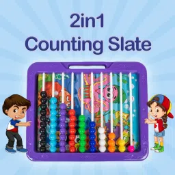 ratnas 2 In 1 Counting Slate with Beads & Black board on the back Purple image 3