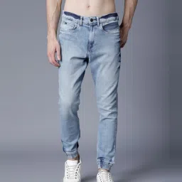 Men Jogger Fit Mid Rise White, Blue Jeans-image-53
