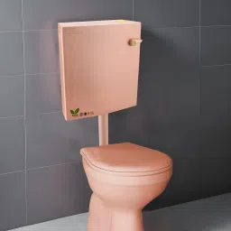 Square PVC Flushing Cistern For Bathroom with PVC Pipe Pink Colour Side Handle Flush Tank-27