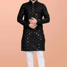 grivya fashion Men Cotton Blend Kurta Pyjama Set-picture-42