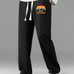 Men Printed Black Track Pants-image-71