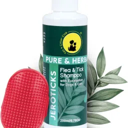 Anti Tick and Flea Shampoo 200ml + Bathing and Grooming Hand Brush Flea and Tick, Allergy Relief, Anti-itching Eucalyptus Dog Shampoo-46