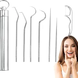 Dental Floss Sticks with Stainless Steel Toothpick Set | Portable & Reusable-5