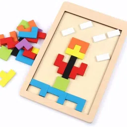 wanqlyn Wooden Tetris Russian Block Jigsaw Puzzle Toy image 5