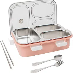 Leakproof Stainless Steel Tiffin Box | 3 Compartments ltz70 with Spoon 3 Containers Lunch Box-26