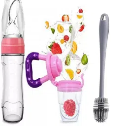 3pcs 90ml Baby Feeding Bottle, Food Feeder & Cleaning Brush Teether and Feeder-23
