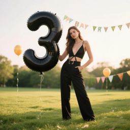 Solid Plain 3 Number Foil Balloons 32" for Birthday Party Decoration Helium Supported Letter Balloon-image-32