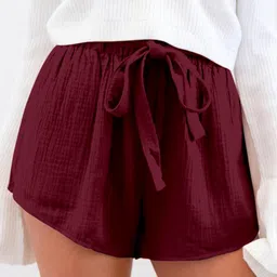 de trendz Solid Women Maroon Baggy Shorts-picture-13