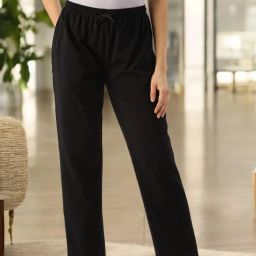 Pure Cotton Mid rise relaxed fit lounge pant with side pocket Women Pyjama-image-15