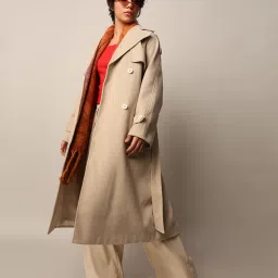 Polyester Blend Solid Coat For Women-image-12