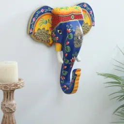 ons interior industry Blue Elephant Sclupture Mango Wood Wall Mask-picture-29