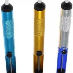 GOOD QUALITY 3 Pcs Aluminium Solder Sucker Desoldering Pump Tool Suction Tin Pen Removal Device Blue Vacuum Soldering Iron Desolder pack of 3 0 W Simple-image-81