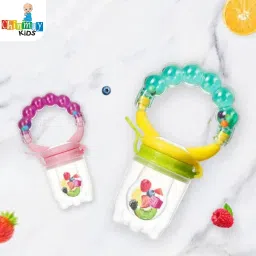 chinmay kids New Born Baby Pacifier With Rattle Handle Silicone Safe Fresh Fruit Feeder Soother image 4