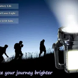 awza 100 watt Long Range Search Torch Light (Range 1 Km.) with Multi-Functional + TUBE Emergency Rechargeable Handheld Torch (Lithium Battery) Torch Emergency Light (Black) 8 hrs Torch Emergency Light image 3
