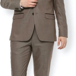 Men Single Breasted Textured Suit-image-33