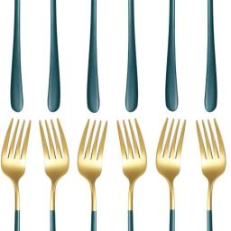 Dinner Fork 4 Pieces, 304 Stainless Steel 21cm Forks Spoon ,Green Color Forks Stainless Steel Dinner Fork Set-41