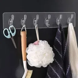 Self Adhesive No Drills Wall/Kitchen/Bathroom Strong Sticky Towel Hanger Hook Clear, Transparent Towel Holder-image-16