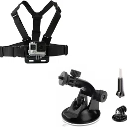 quikprof Suction Cup and GoPro Adjustable Chest Strap Mount Body Belt (combo) Strap-10