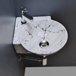imported designer small corner hand wash basin (14"X14"X4.5" Inch) wall hung 96 Corner Basin-picture-27