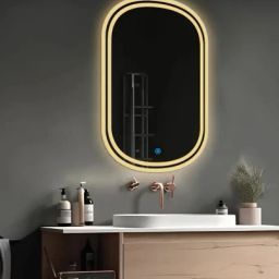 NEW OVAL 24*18 INCH LED MIRROR WITH THREE LIGHTS d8 Bathroom Mirror-picture-29