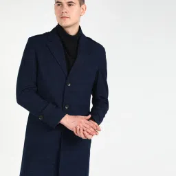 Polyester Blend Checkered Coat For Men-image-45