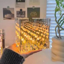 Romantic LED Tulip Night Light with Wooden Base Table Lamp-11