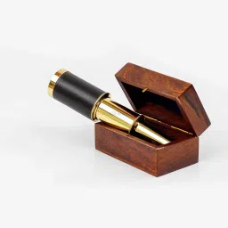 Ascent India Brass Mini telescope leather grip with wood box gift Telescope-image-77