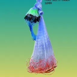 GILLNET 2 FINGER 45MM KATHIJAAL 50FEET LONG LENGTH Fishing Net-image-28