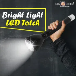 daily needs shop Emergency Rechargeable Long Range Led Torch Light 2 In 1 8 hrs Torch Emergency Light image 3