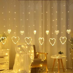138 LEDs 3.81 m Yellow Flickering, Steady Heart Rice Lights-23