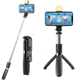 Worricow TOP BRAND R1S 3-in-1 Bluetooth Selfie Sticks Light Multifunctional Phone Holder Tripod, Tripod Ball Head, Tripod Kit-39