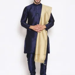 Silk Blend Solid Gold Men Dupatta-image-22