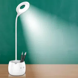 Desk Light with 3 Shades Touch Control Light and Mobile Holder Design Study Lamp (60 cm, White) Study Lamp-11