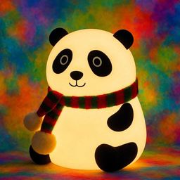 oneclickshopping Silicone Panda Night Light for Kids | 7-Color LED Changing Lamp Table Lamp-picture-0