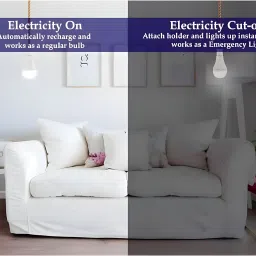 guggu Inverter Bulb 9W LED 1200mAh battery 4 hrs emergency light Pack of 3 bulbQQ114 4 hrs Bulb Emergency Light image 3