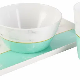 voidrop Breakfast and Snack 3 Pcs Set for Multipurpose Combo of Bowl & Mug with Tray - Melamine image 4