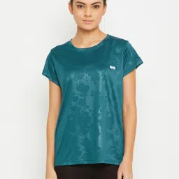 Women Self Design Round Neck Polyester Blue T-Shirt-image-48
