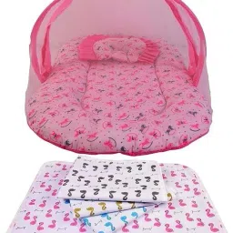 Cotton Infants New Born Baby Care Essential Bedding Set Combo Mosquito Net-image-18