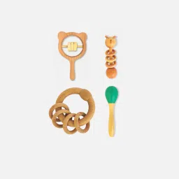 Eco-Friendly Newborn Gift Set - 2 Rabbit Rattles, Ring Rattle, Maraca Rattle-13