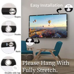royality Diagonal, 4:3 Viewing Aspect Ratio, 69 Inches x 52 Inches, Supports UHD-3D-4K Technology Universal Eyelets Type Foldable White Screen Projector Screen (Width 175 cm x 132 cm Height) image 5