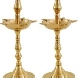 Traditional Brass Kerala Kuthu Vilakku Fancy Diya Brass (Pack of 2) Table Diya Set-image-59