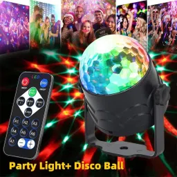 RGB Stage Lights with Remote Control Glitter Effect Single Disco Ball-16