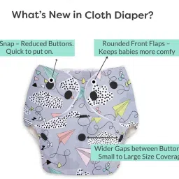 levot Reusable Button Diaper Multi Color Pack of 3 Diaper & 3 Black 5 layer Insert image 2
