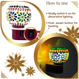 peepalcomm Electric Kapoor Dani Lamp with Switch to Toggle Between Burner and Lamp With 1 Aroma Oil, Diffuser image 3