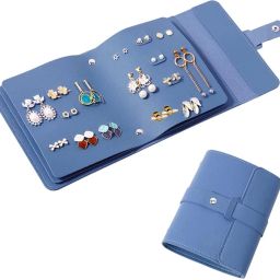 Earring Holder Organizer with Foldable Book Design Earring Book Organizer (BLUE) Party,Travel Vanity Box-image-70