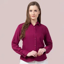 funday fashion Women Regular Fit Solid Spread Collar Casual Shirt-picture-1