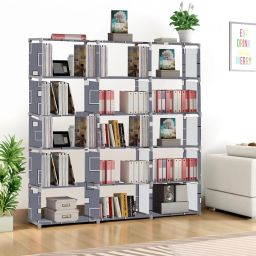 Compact 18-Tier Book Organizer/Shoe/Chappal/Book/Clothes Rack with Plastic Joint Metal Open Book Shelf-image-79