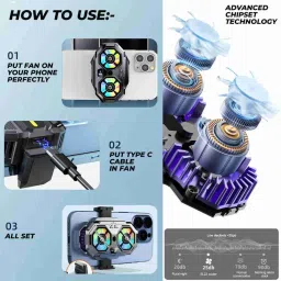 RANZZER 9 Degrees Lowest Gaming Phone Cooler with Temperature Display for Mobile Gaming Cooling Pad image 5
