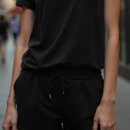 Solid Women Black Basic Shorts-image-21