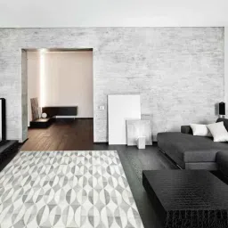 dazzhome Grey Hair On Leather Geometrical Hand Woven 3ftX5ft Carpet-picture-19